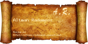 Altman Radamesz névjegykártya